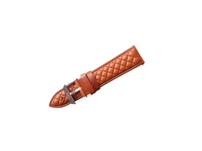 Bracelet en cuir cognac matelassé diamanté