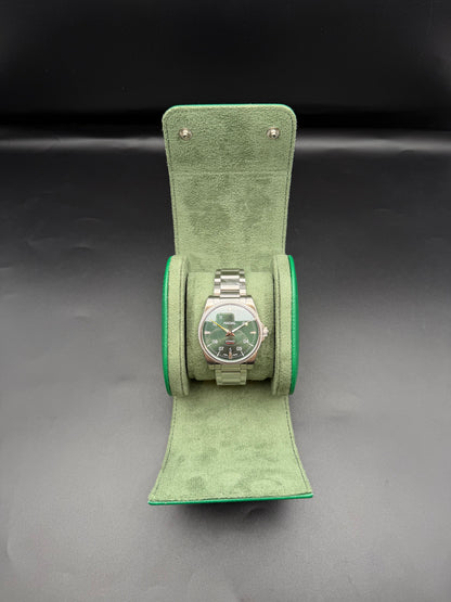 Etui montre en cuir vert