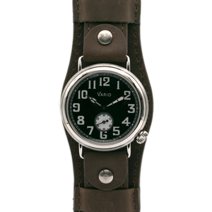 Vario 1918 Trench à cadran noir et luminescent blanc