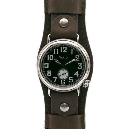 Vario 1918 Trench à cadran noir et luminescent blanc